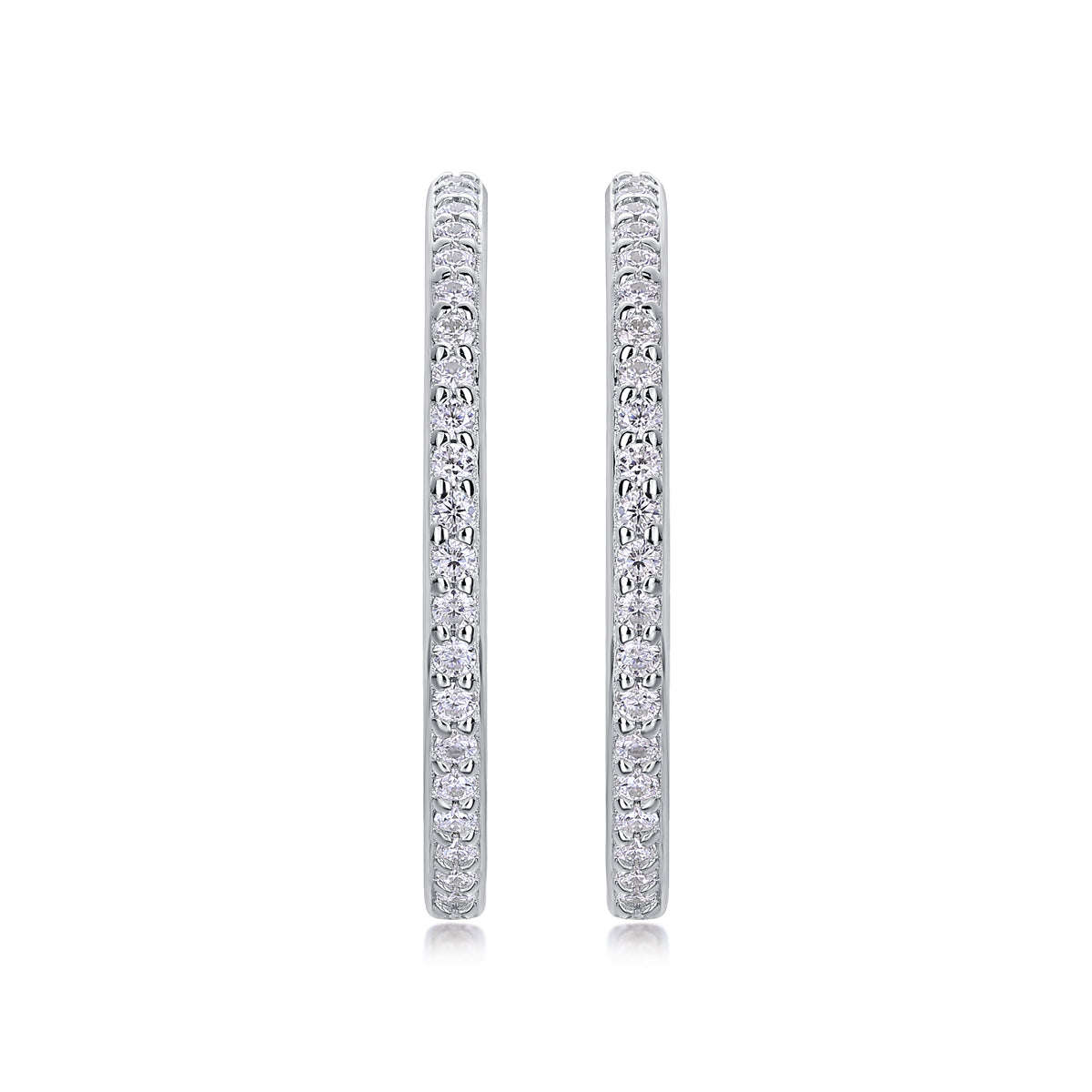 Square Moissanite Stud Earrings - S925 Sterling Silver Platinum-Plated (Pair)