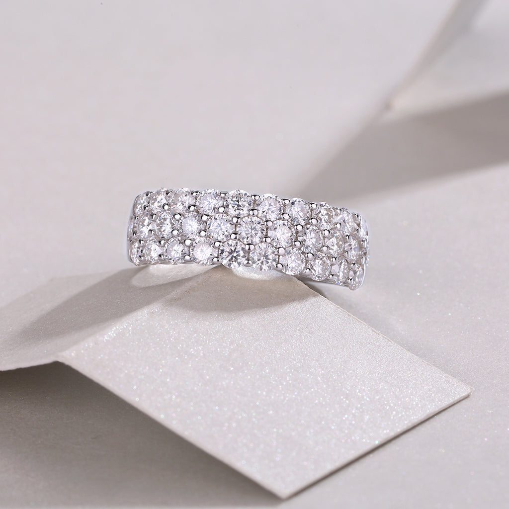 Multi-Row Moissanite Eternity Ring in S925 Sterling Silver