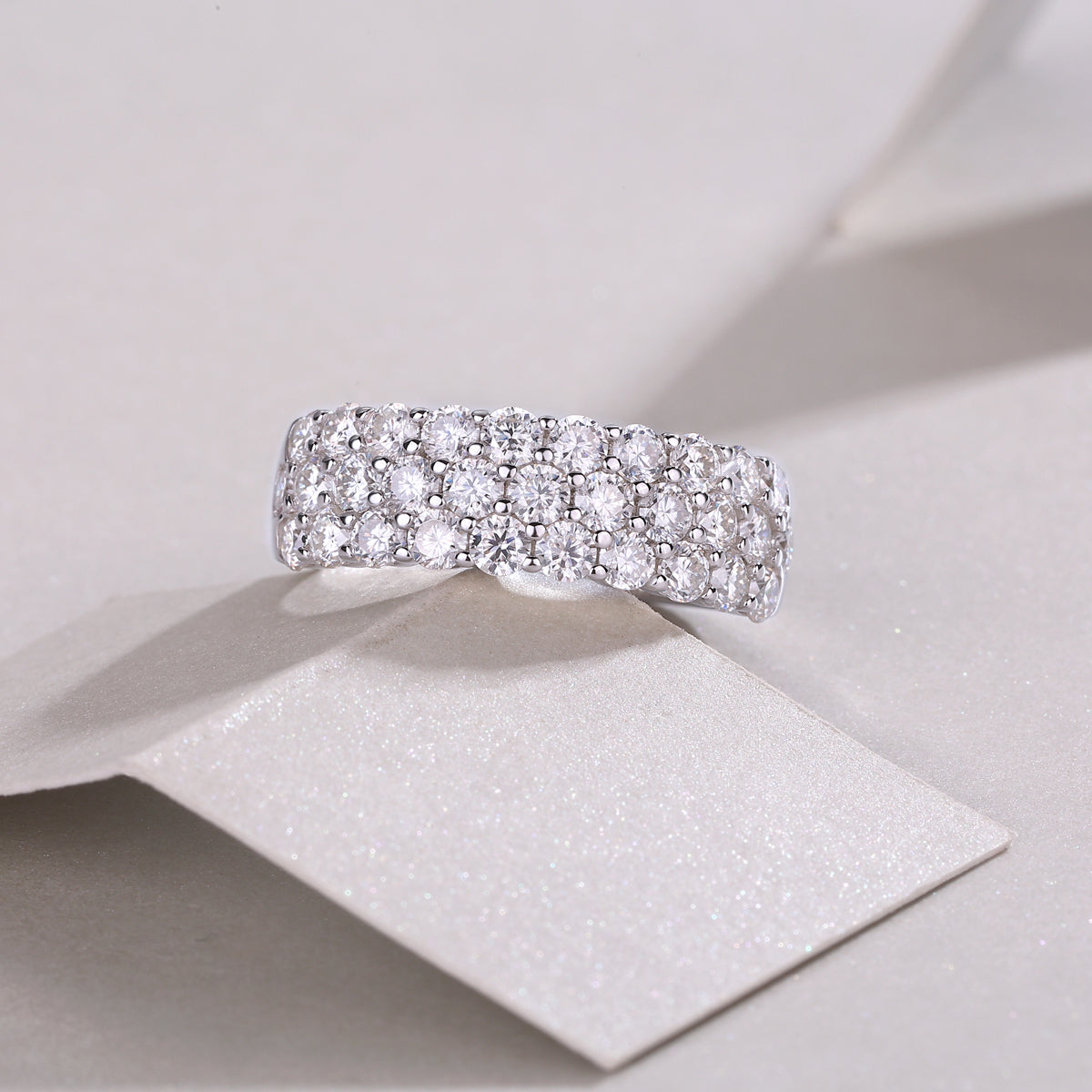 Multi-Row Moissanite Eternity Ring in S925 Sterling Silver