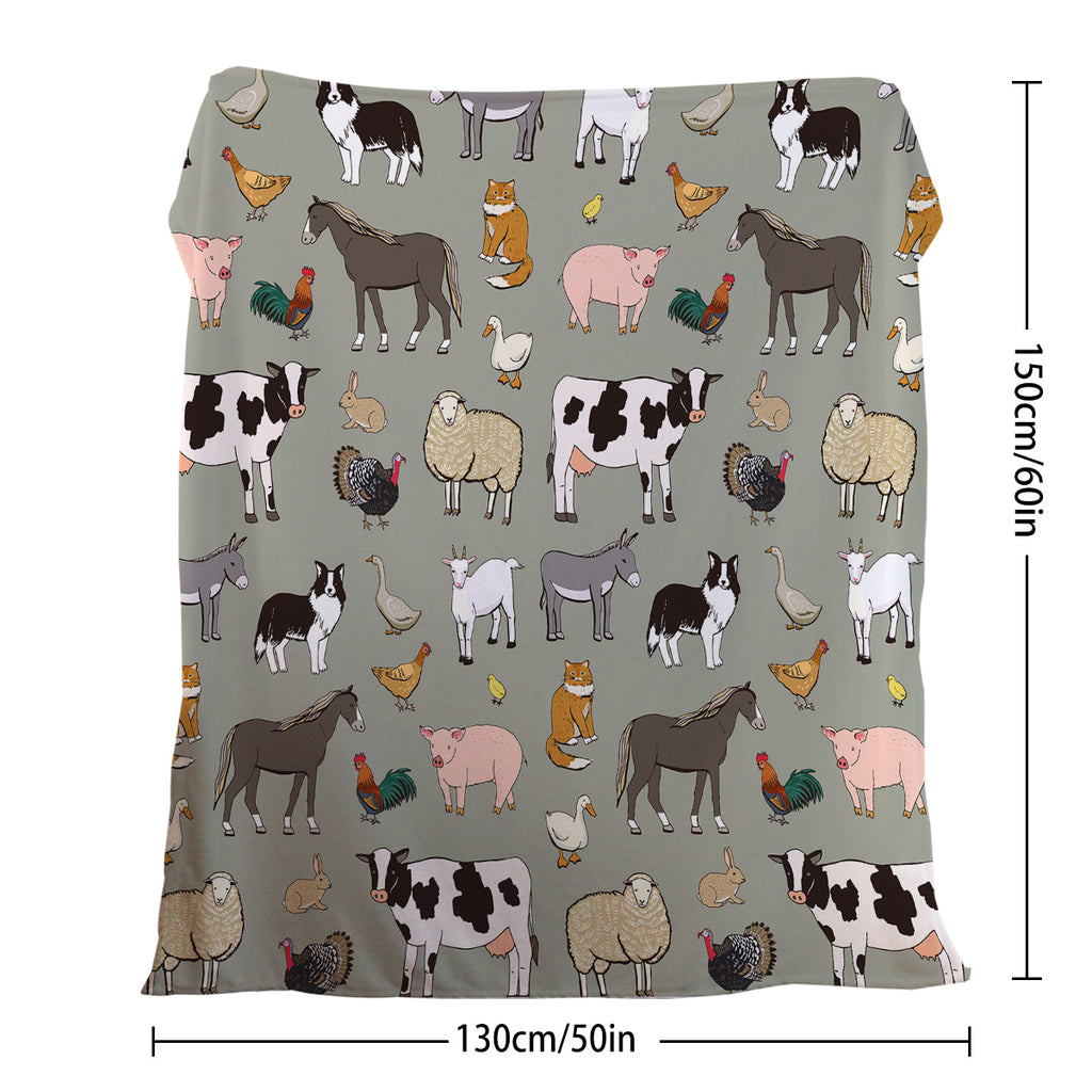 Farm Animal Fleece Throw Blanket - Soft Flannel Blanket