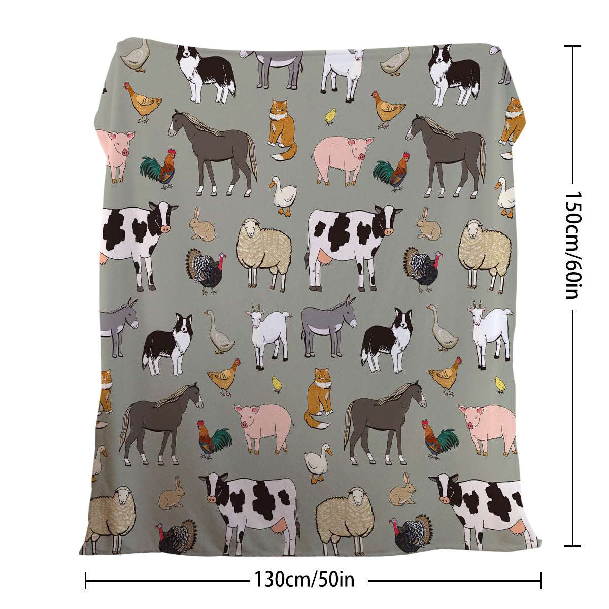 Farm Animal Fleece Throw Blanket - Soft Flannel Blanket