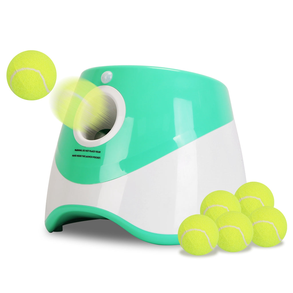 Automatic Dog Ball Launcher with 6 Tennis Balls - Rechargeable Fetch Machine