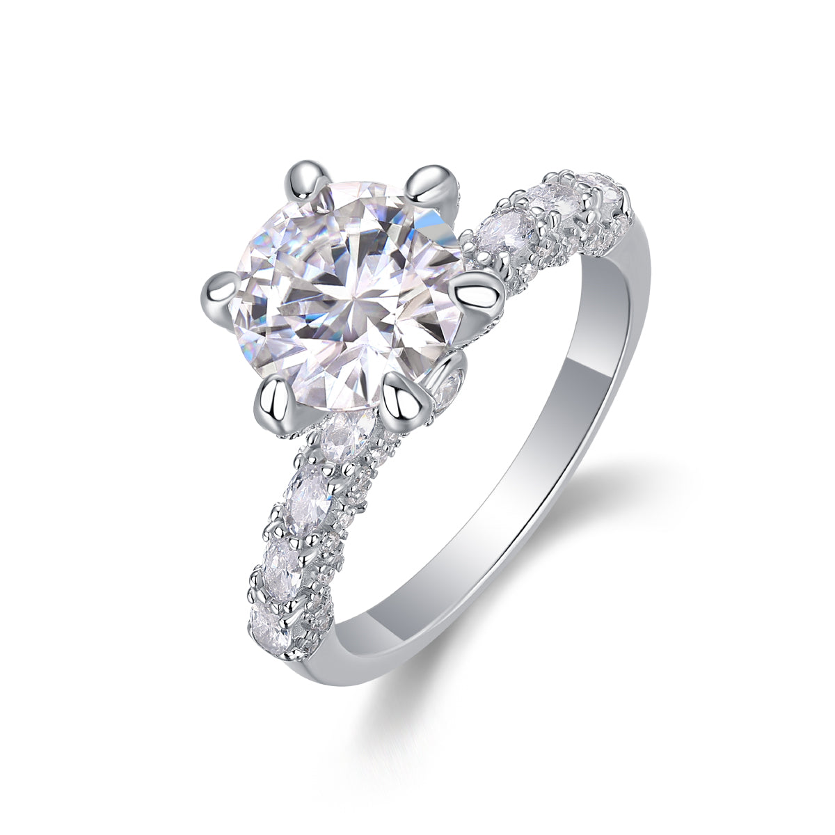 Moissanite Solitaire Ring – S925 Sterling Silver with Platinum Plating