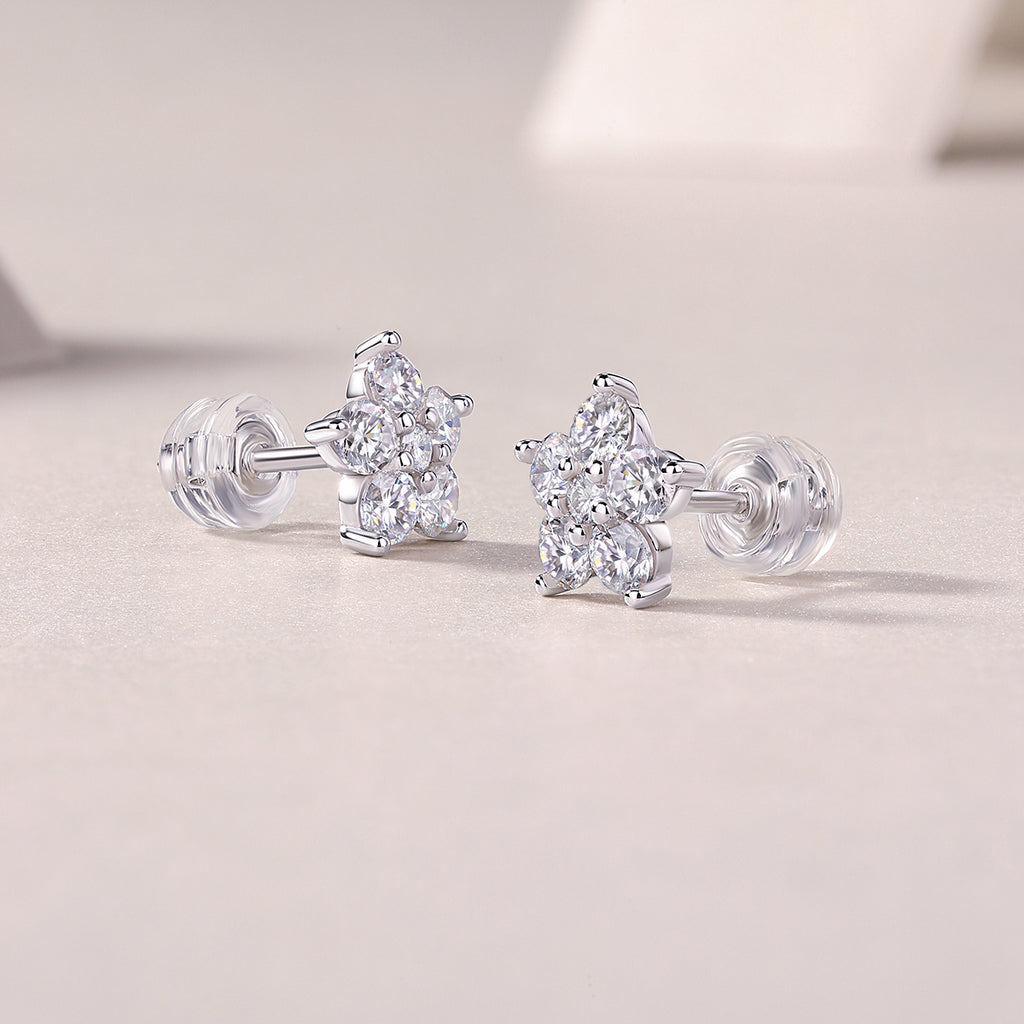 Moissanite Stud Earrings - S925 Sterling Silver Platinum-Plated (Pair)