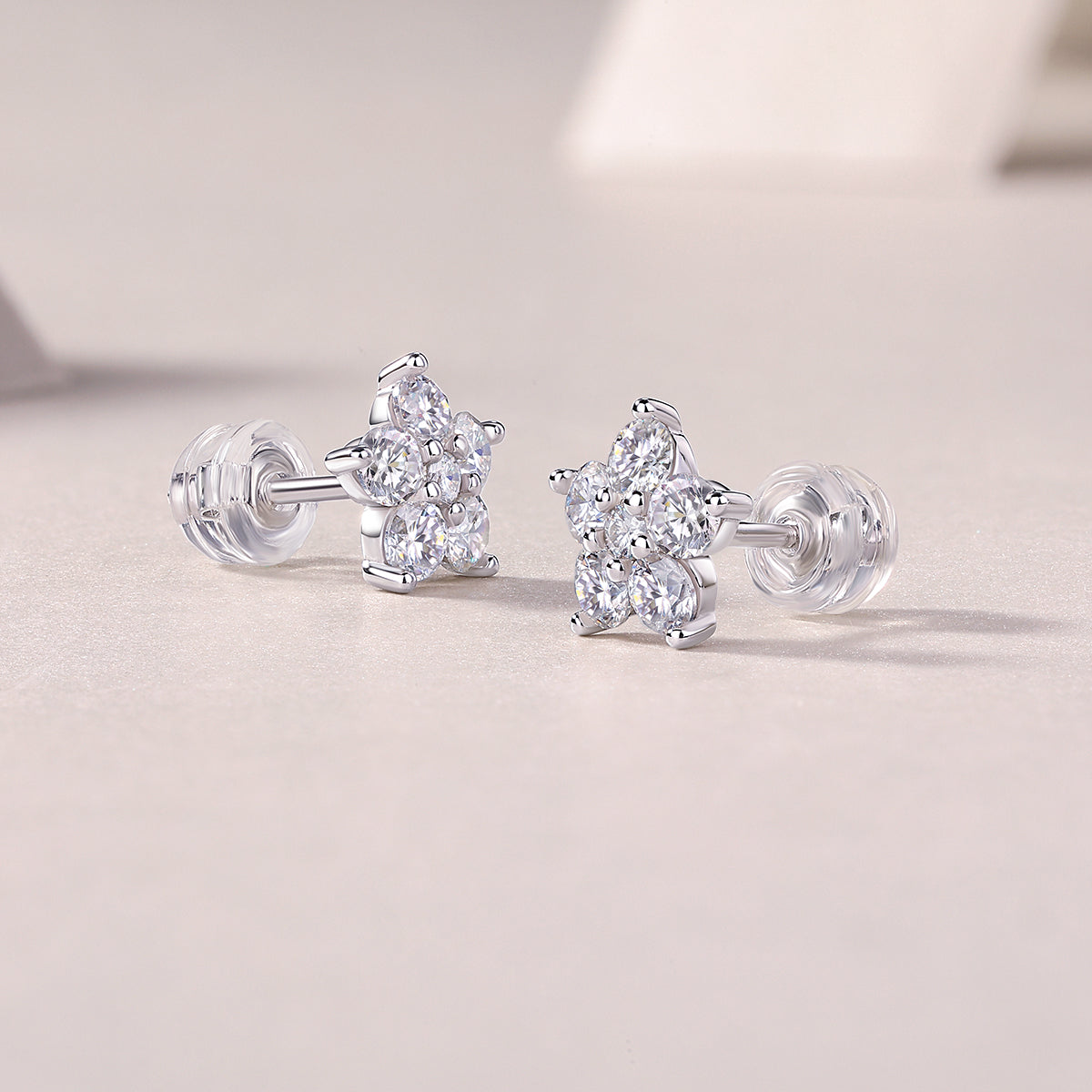 Moissanite Stud Earrings - S925 Sterling Silver Platinum-Plated (Pair)