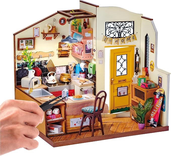 Happy Kitchen Miniature Dollhouse with LED Light