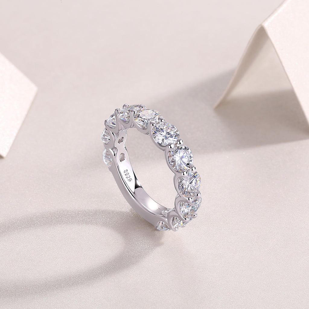 Round Moissanite Bezel Ring in S925 Sterling Silver