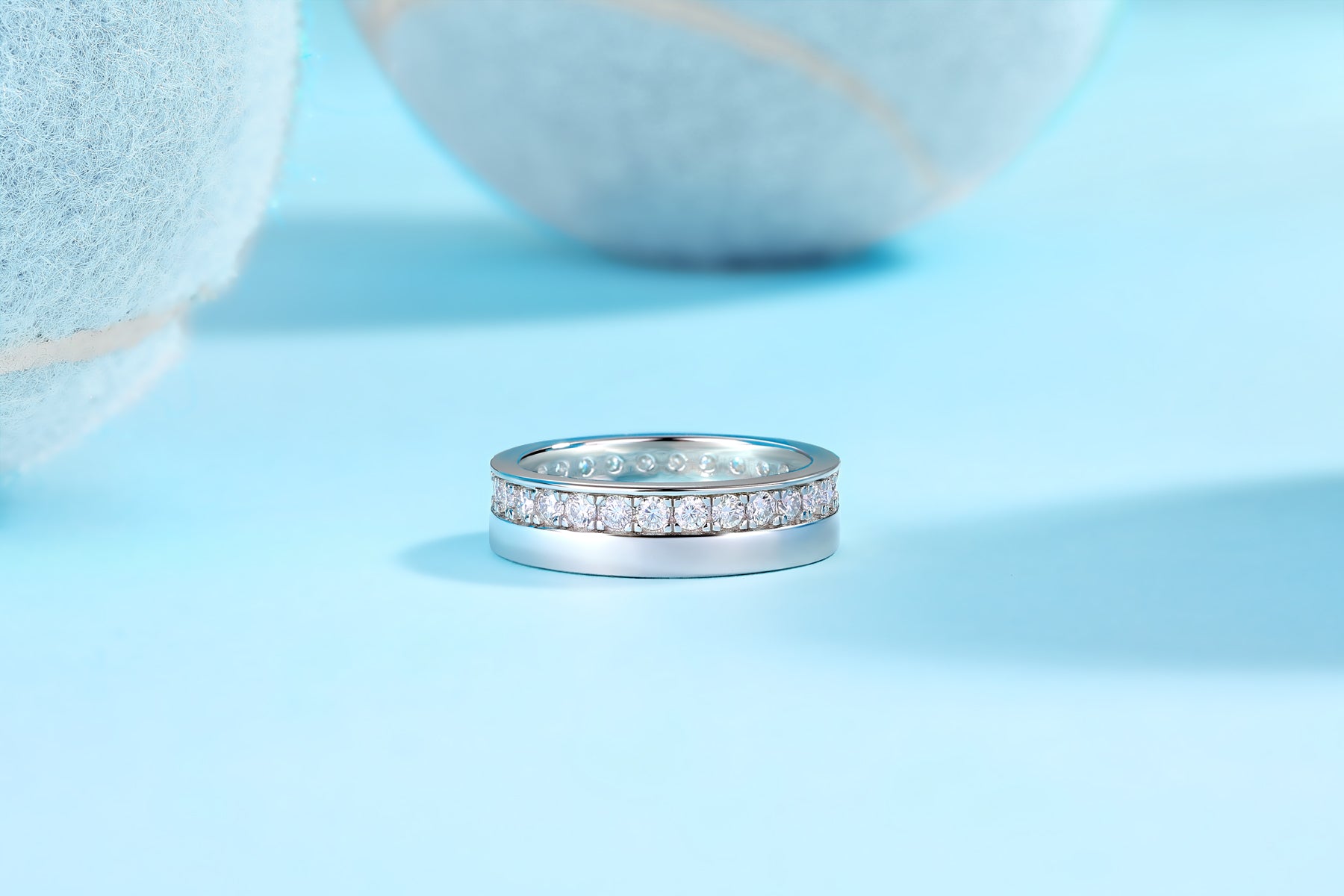 Moissanite Sterling Silver Wedding Ring - Multi-Stone