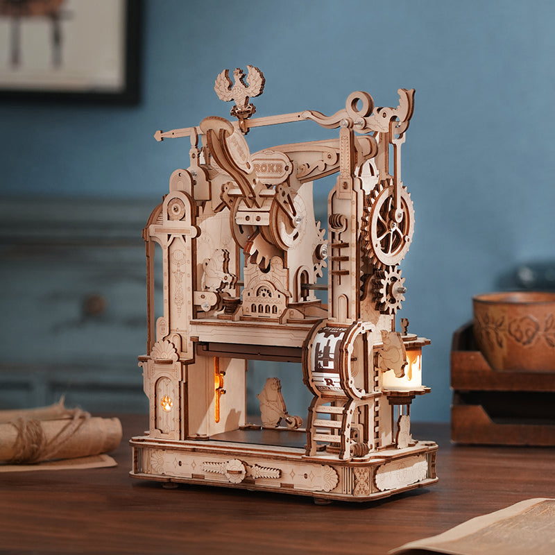 ROKR Classic Printing Press - 3D Wooden Puzzle with Working Mechanics