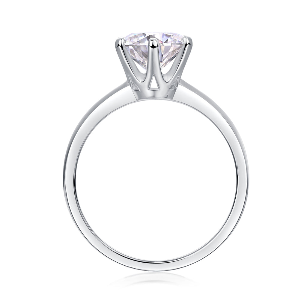 Classic Six-Prong Moissanite Ring - 925 Sterling Silver (1-5 Carat)