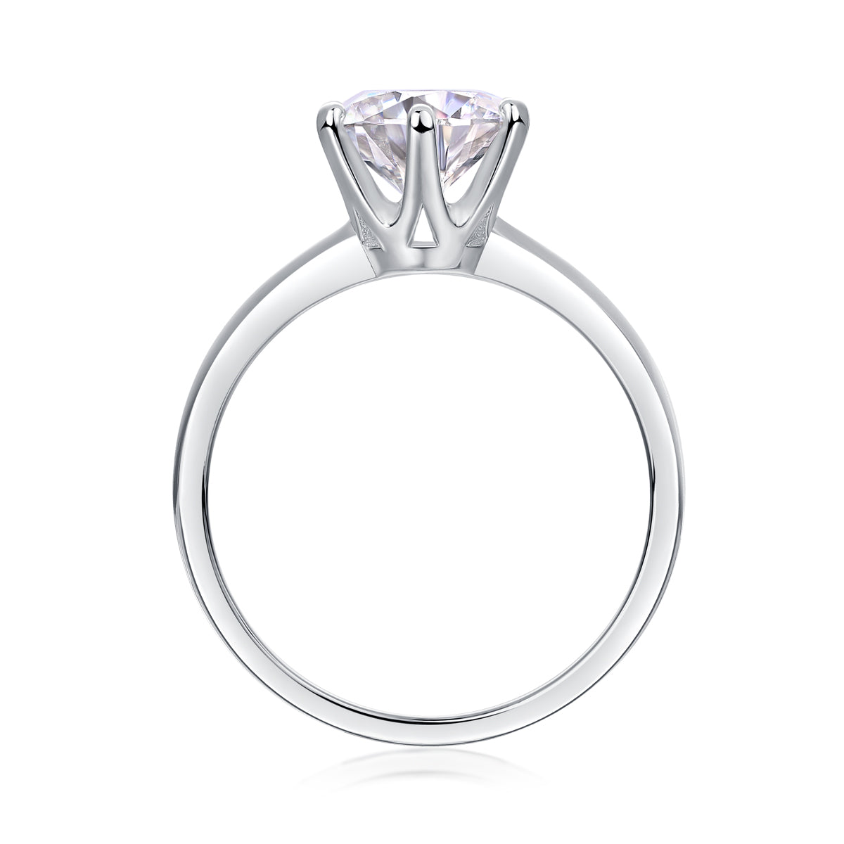 Classic Six-Prong Moissanite Ring - 925 Sterling Silver (1-5 Carat)