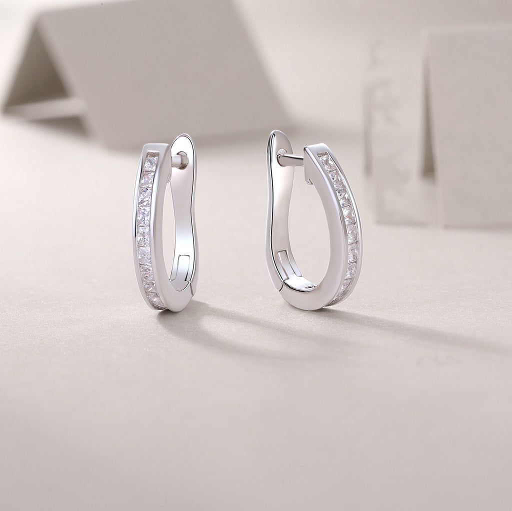 Touch Tenderness Moissanite Stud Earrings – S925 Sterling Silver, Platinum-Plated