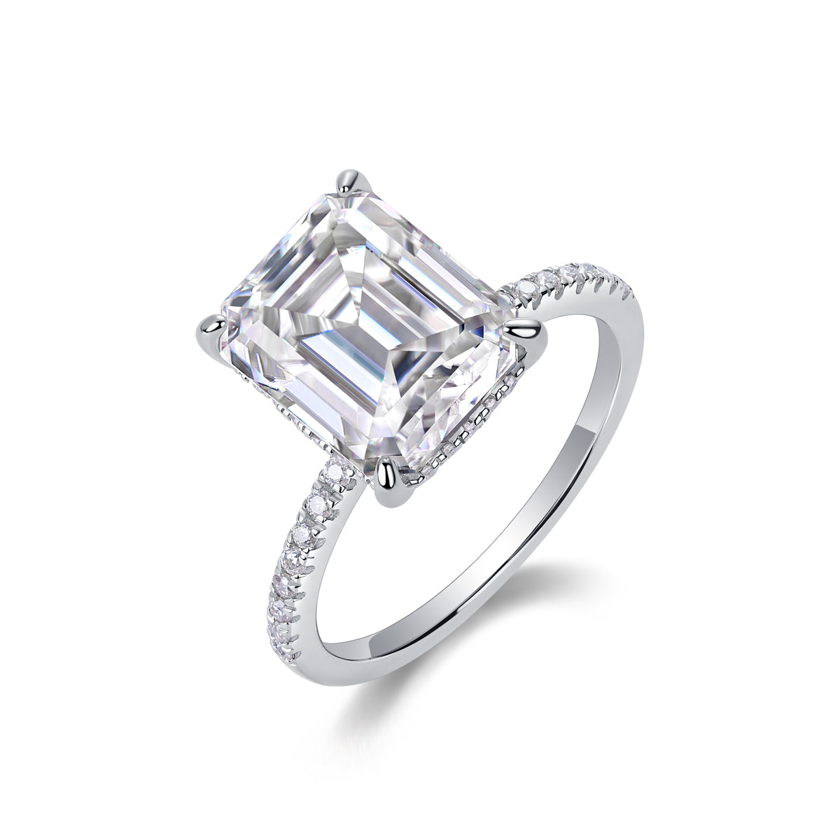 Emerald Cut Moissanite Ring - S925 Sterling Silver