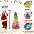 Rainbow Flocked Christmas Tree - Colorful Artificial Hinged Tree