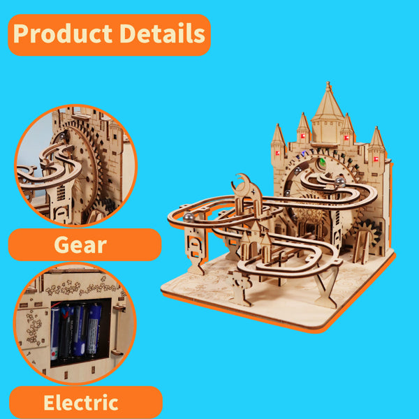 Electric Marble Run 3D Wooden Puzzle Kit