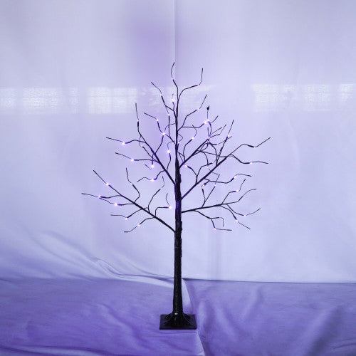 3-Pack Halloween Spooky Trees with Purple LED Lights - 4ft, 5ft & 6ft Black Trees