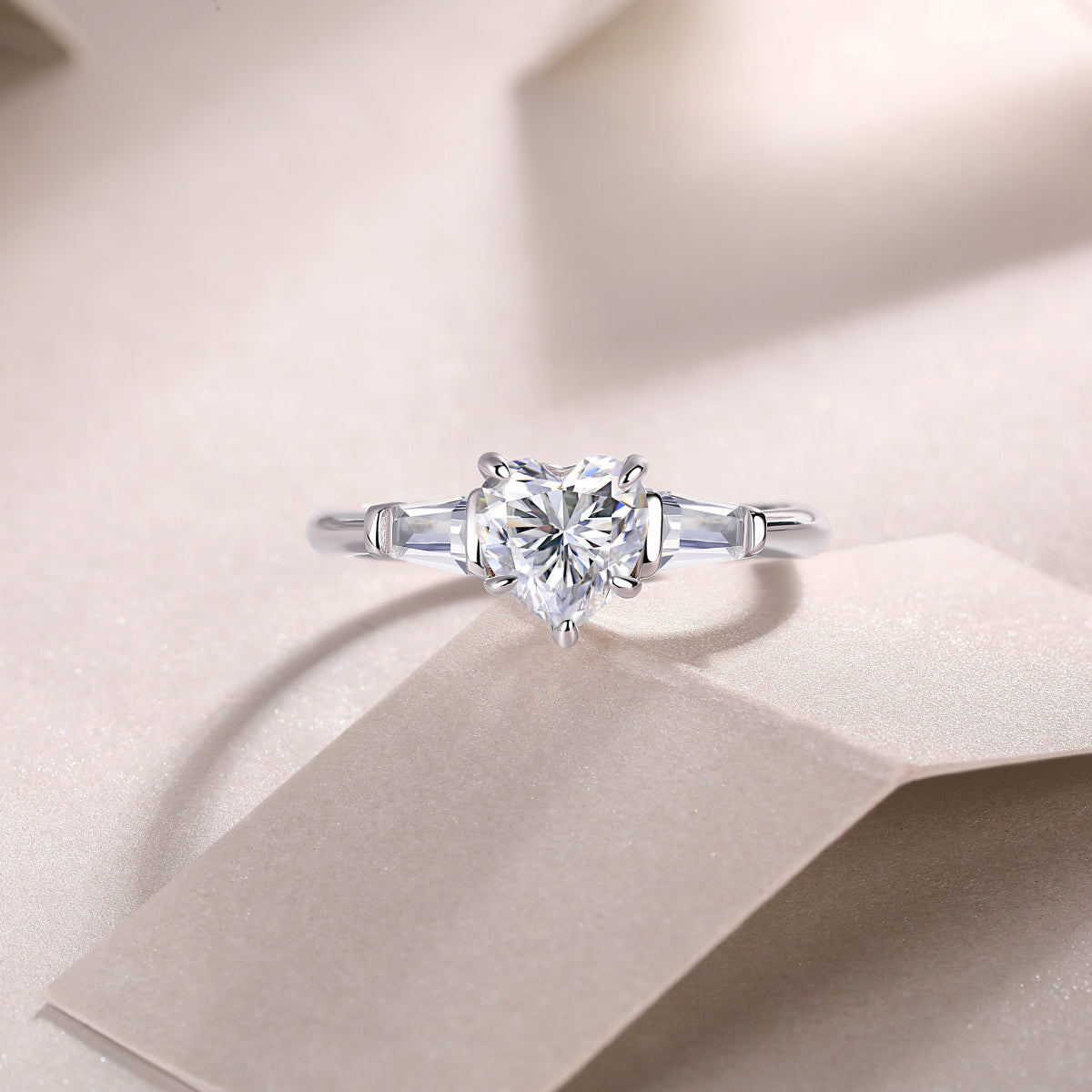 Heart-Shaped Moissanite Sterling Silver Ring