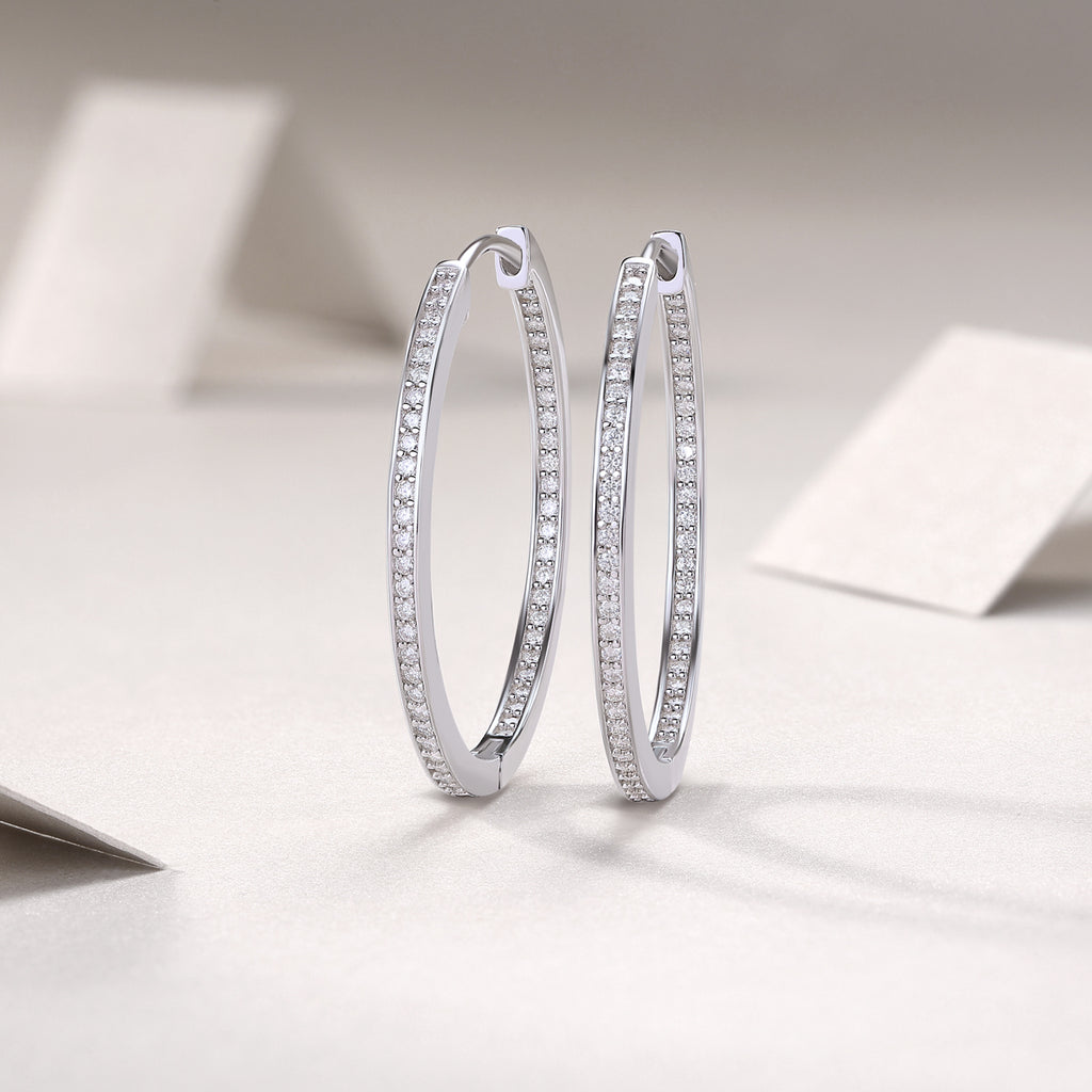 Moissanite Stud Earrings - S925 Sterling Silver Platinum-Plated (Pair)