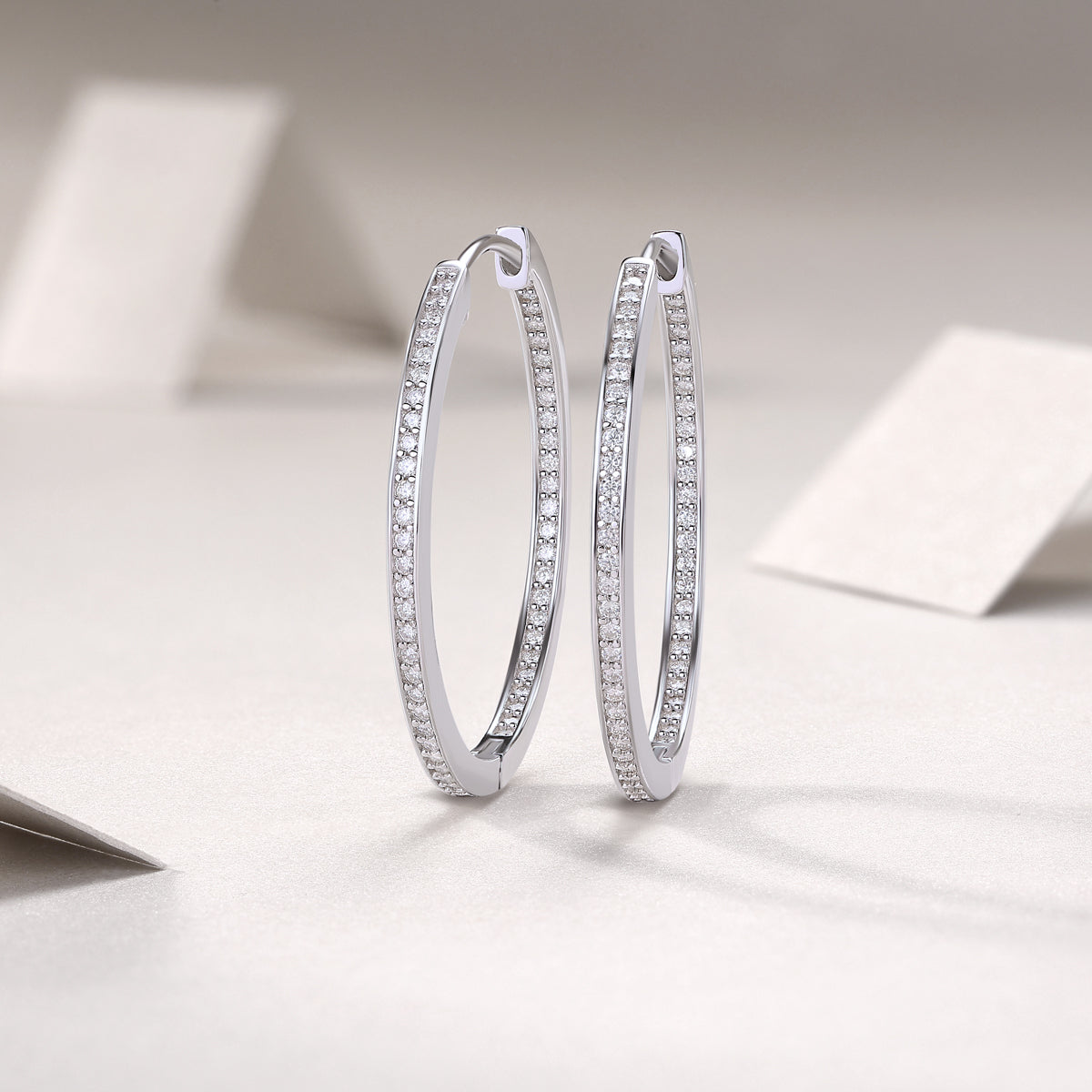 Moissanite Stud Earrings - S925 Sterling Silver Platinum-Plated (Pair)