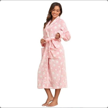 Plush Hooded Bathrobe - Oversized Soft Flannel Robe for Women