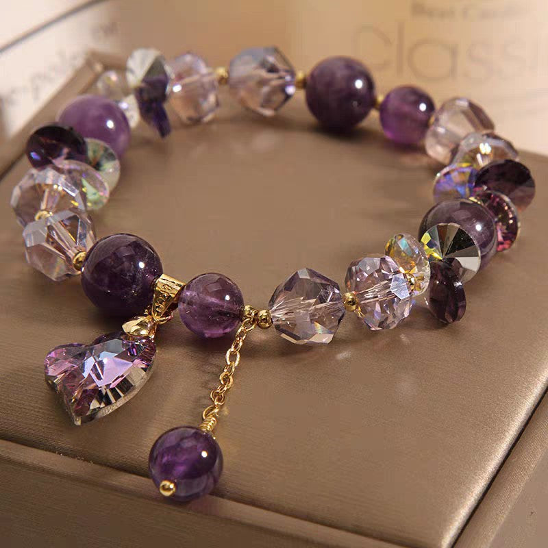 Purple Heart Crystal Bracelet Natural Amethyst