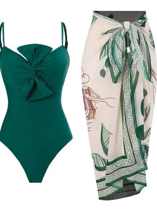 Green Two-Piece Swimsuit - Women's Casual Bikini Set