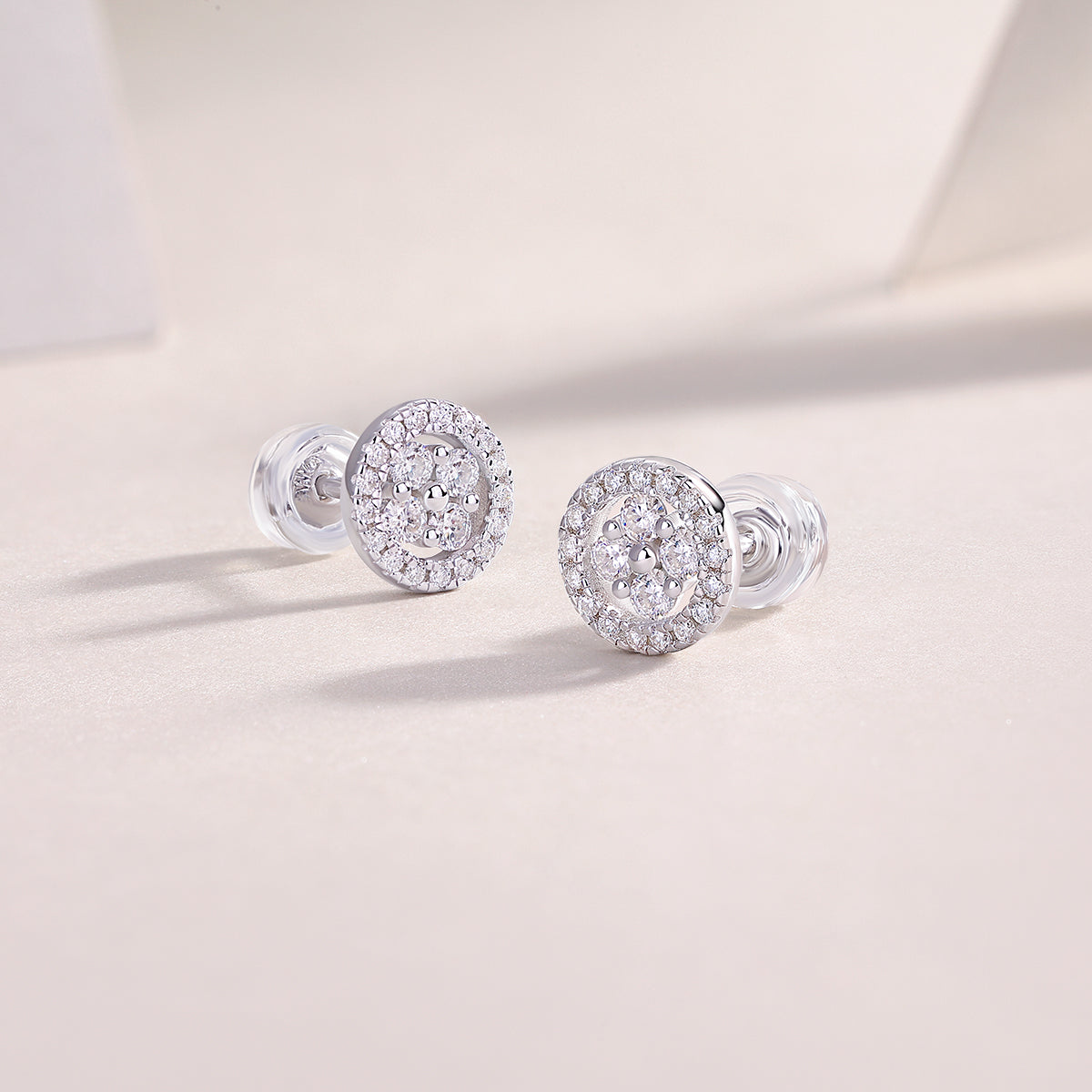 Moissanite Stud Earrings - S925 Sterling Silver Platinum-Plated (Pair)