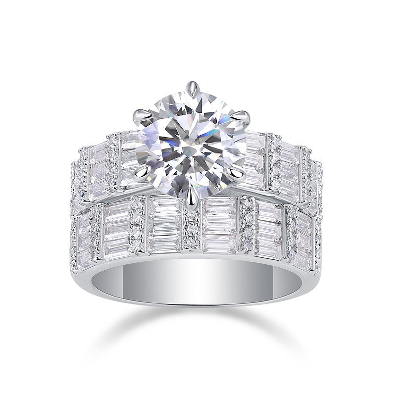3-Carat Moissanite Platinum-Plated S925 Sterling Silver Ring