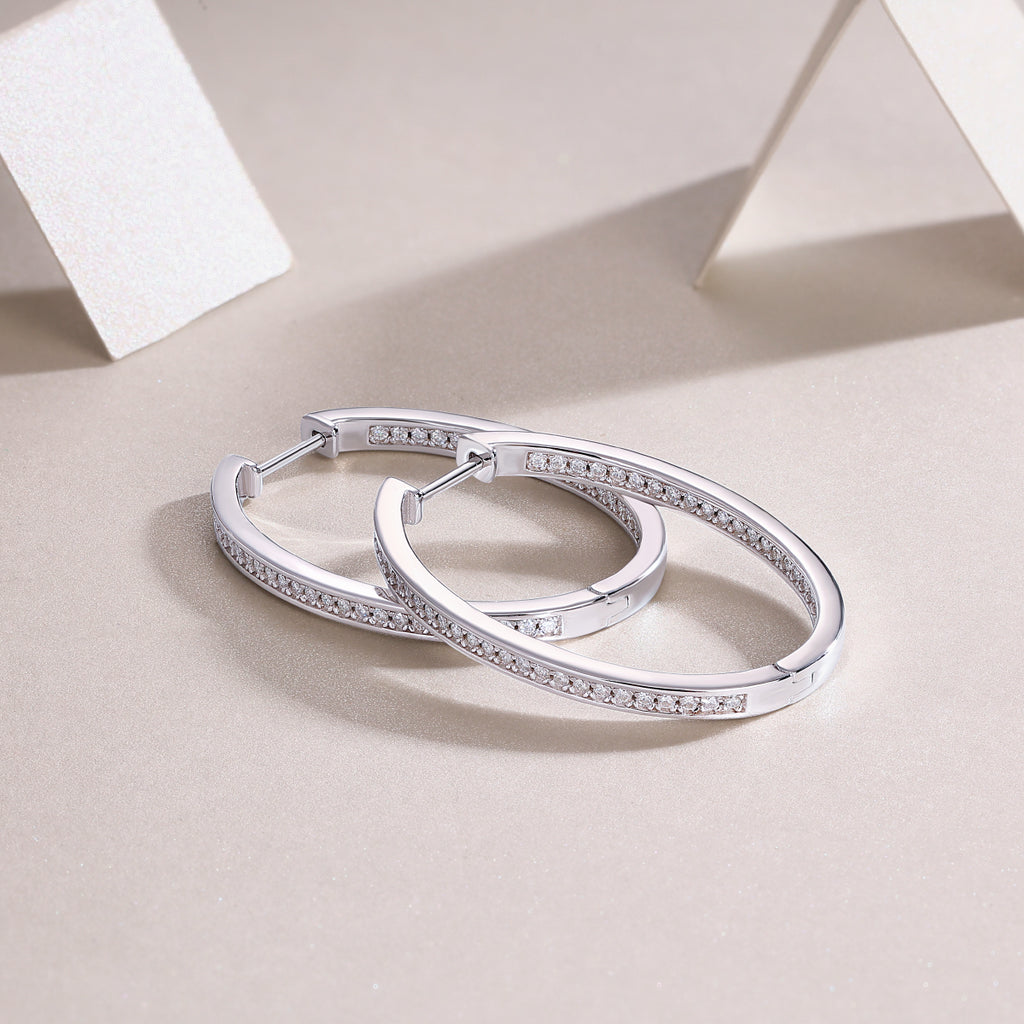 Moissanite Hoop Earrings - S925 Sterling Silver