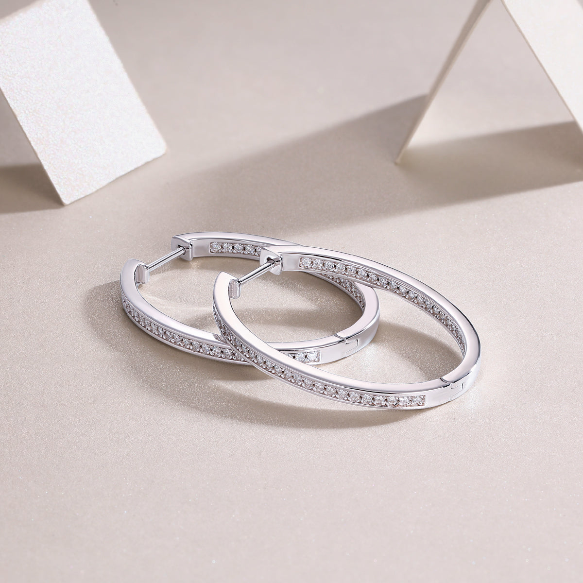 Moissanite Hoop Earrings - S925 Sterling Silver