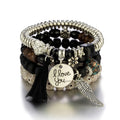 I Love You Beaded Tassel Bracelet Set - Bohemian Multi-Layer - Multiple Styles