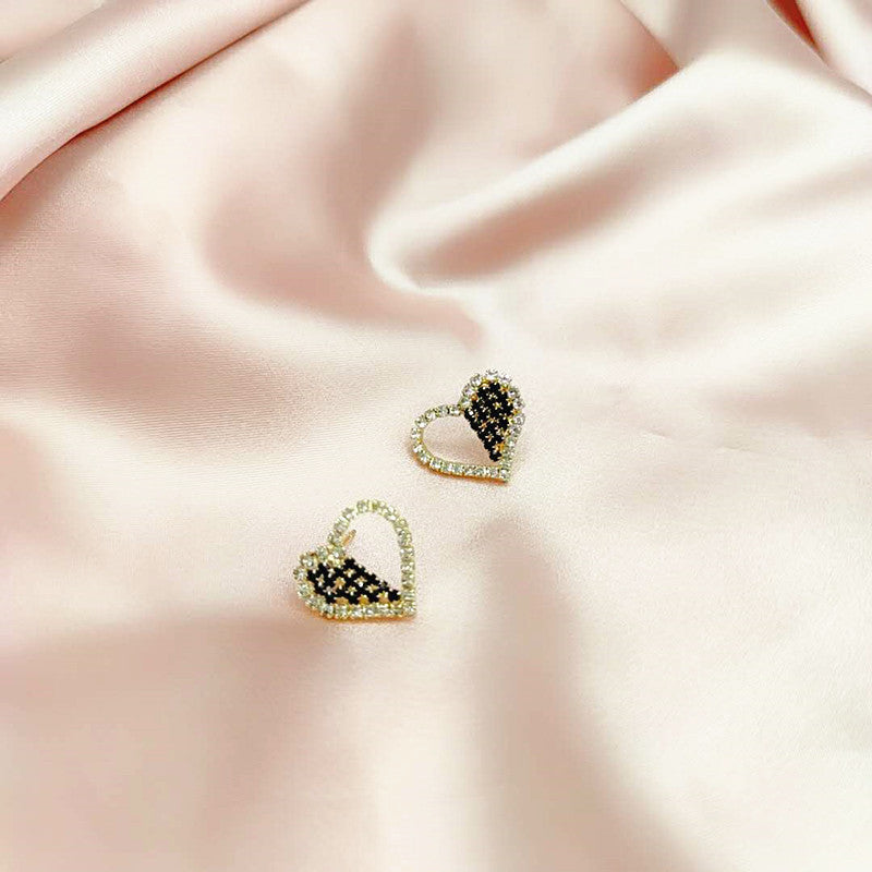 Heart Stud Earrings - Red or Black