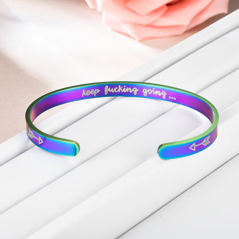 Keep Fucking Going Stainless-Steel Bangle