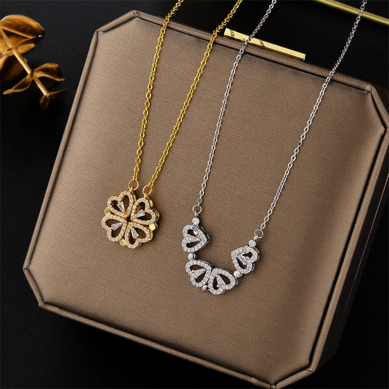 Unfolding Heart Titanium Steel Necklace - Silver or Rose Gold