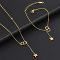 Rainbow Star Titanium Steel Necklace & Bracelet Set