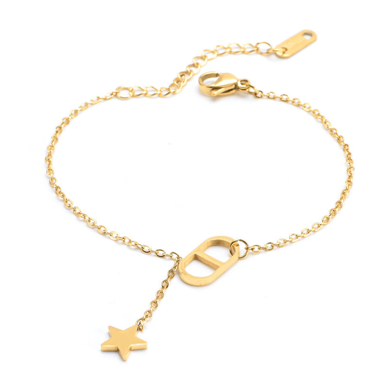 Rainbow Star Titanium Steel Necklace & Bracelet Set