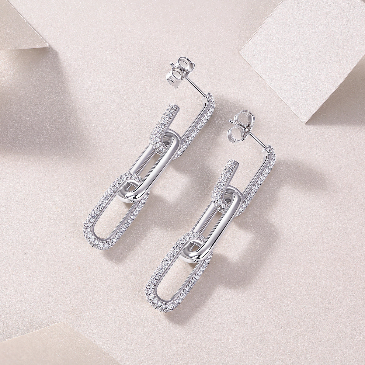 Moissanite Chain Earrings Set - 925 Sterling Silver