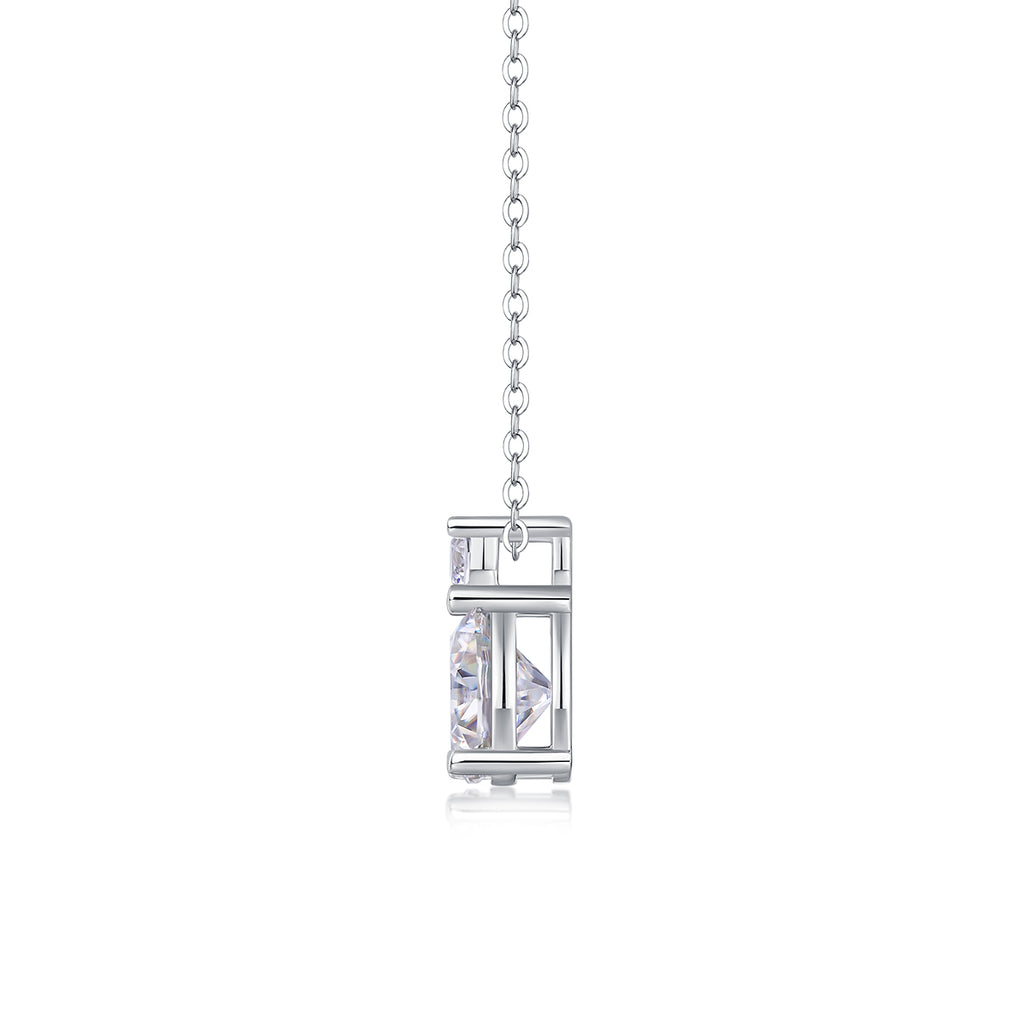 Jazz Manor Moissanite Pendant Necklace — 3ct, S925 Sterling Silver, Platinum-Plated
