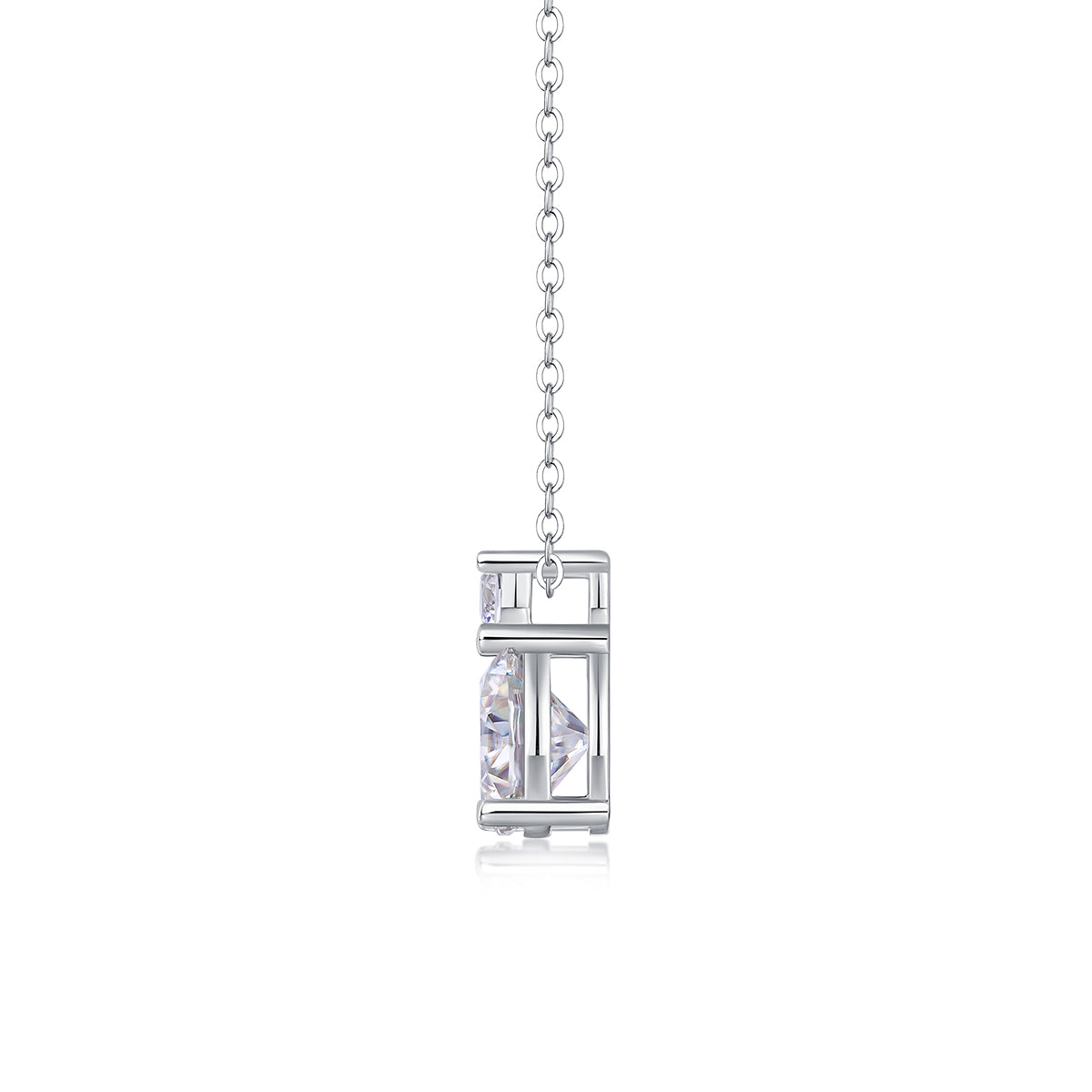 Jazz Manor Moissanite Pendant Necklace — 3ct, S925 Sterling Silver, Platinum-Plated