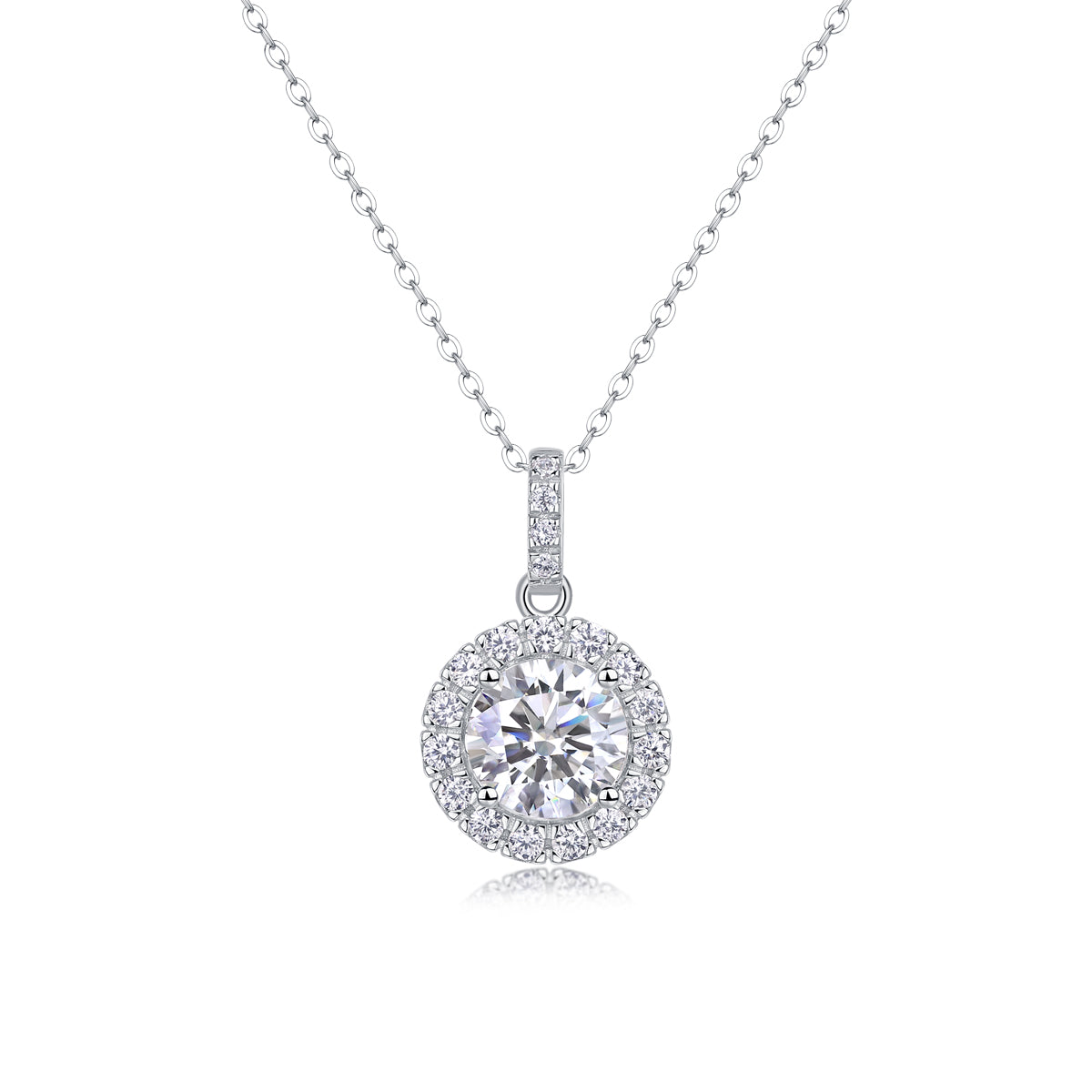 2 Carat Moissanite Necklace - S925 Sterling Silver Platinum-Plated with Chain