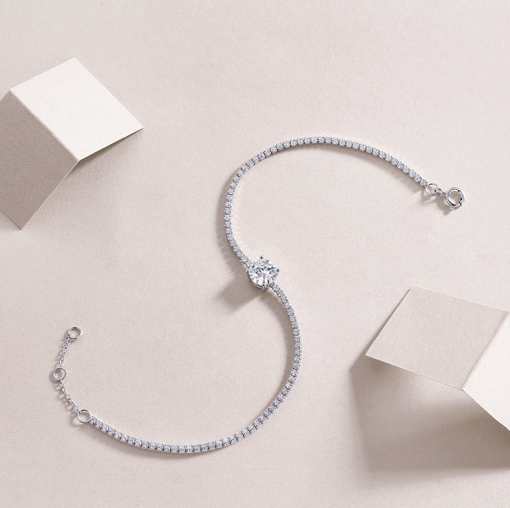 Dawn Dew Moissanite Bead Bracelet in S925 Sterling Silver