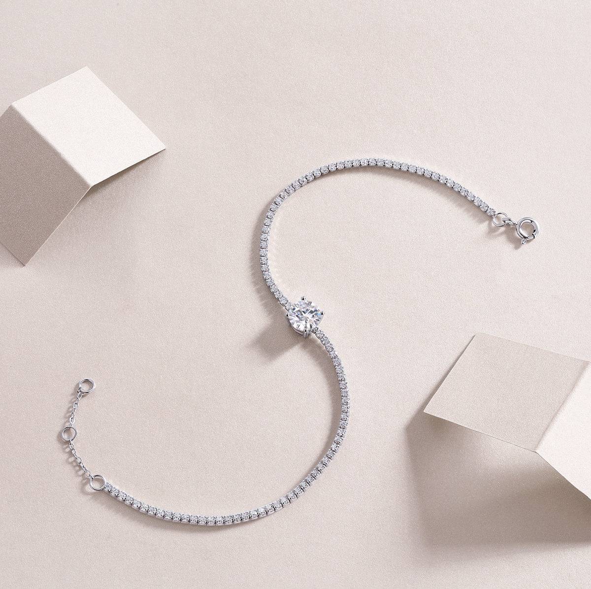 Dawn Dew Moissanite Bead Bracelet in S925 Sterling Silver