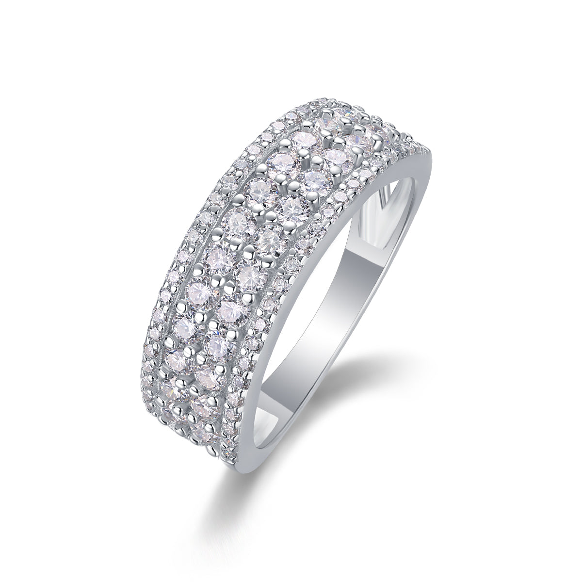 Multi-Row Moissanite Ring - S925 Sterling Silver Luxury Band