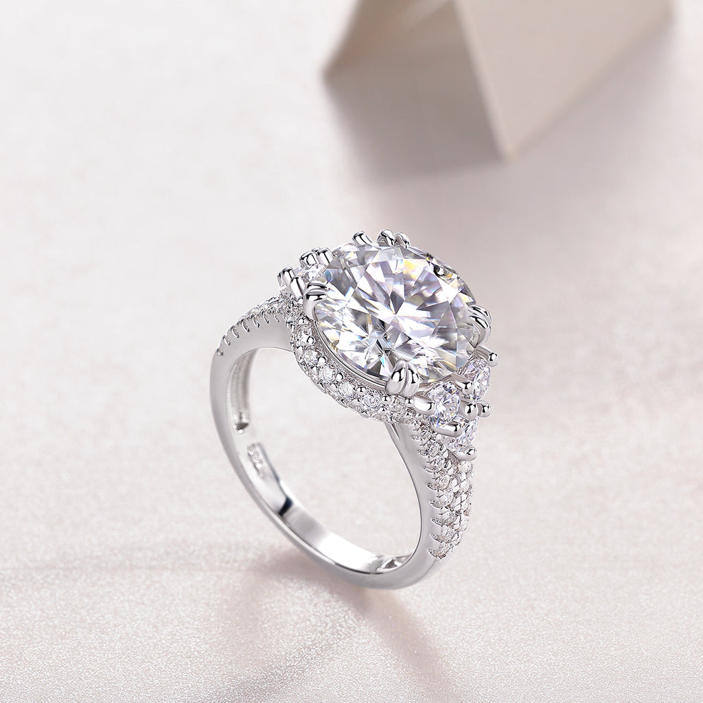 5-Carat Moissanite Bezel Ring – S925 Sterling Silver