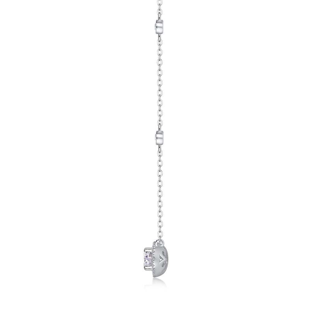 Oval Moissanite Necklace - S925 Sterling Silver Platinum-Plated with Chain