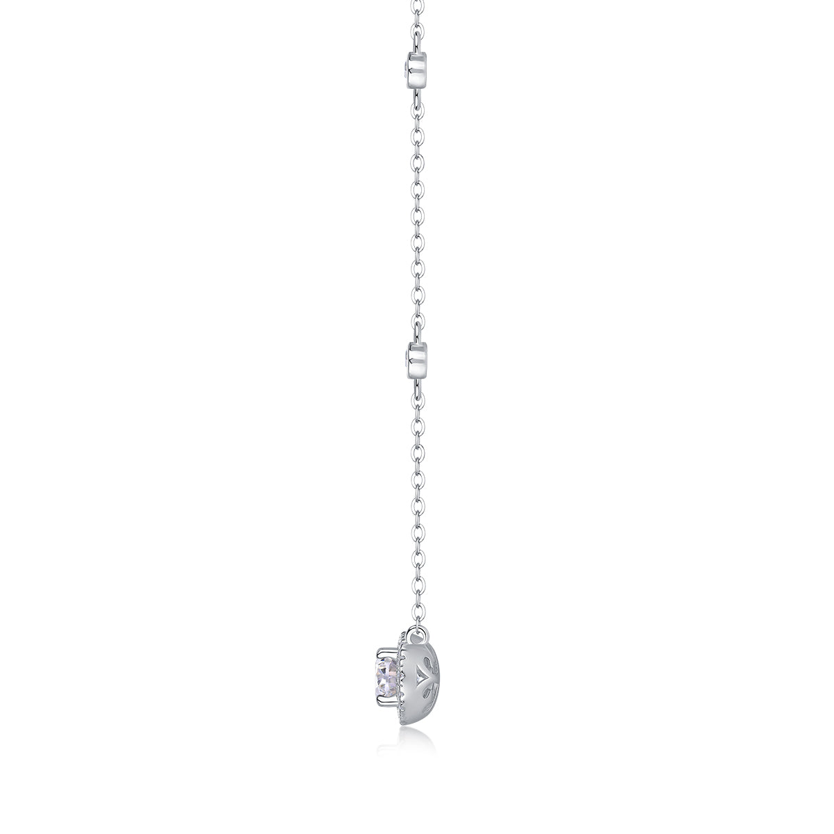 Oval Moissanite Necklace - S925 Sterling Silver Platinum-Plated with Chain