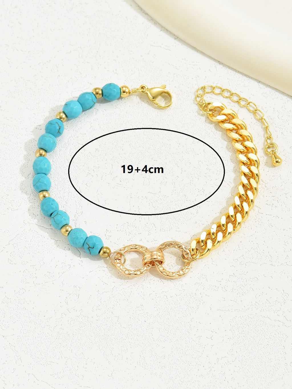 Turquoise Multi-Chain Mixed Bead Double Ring Bracelet