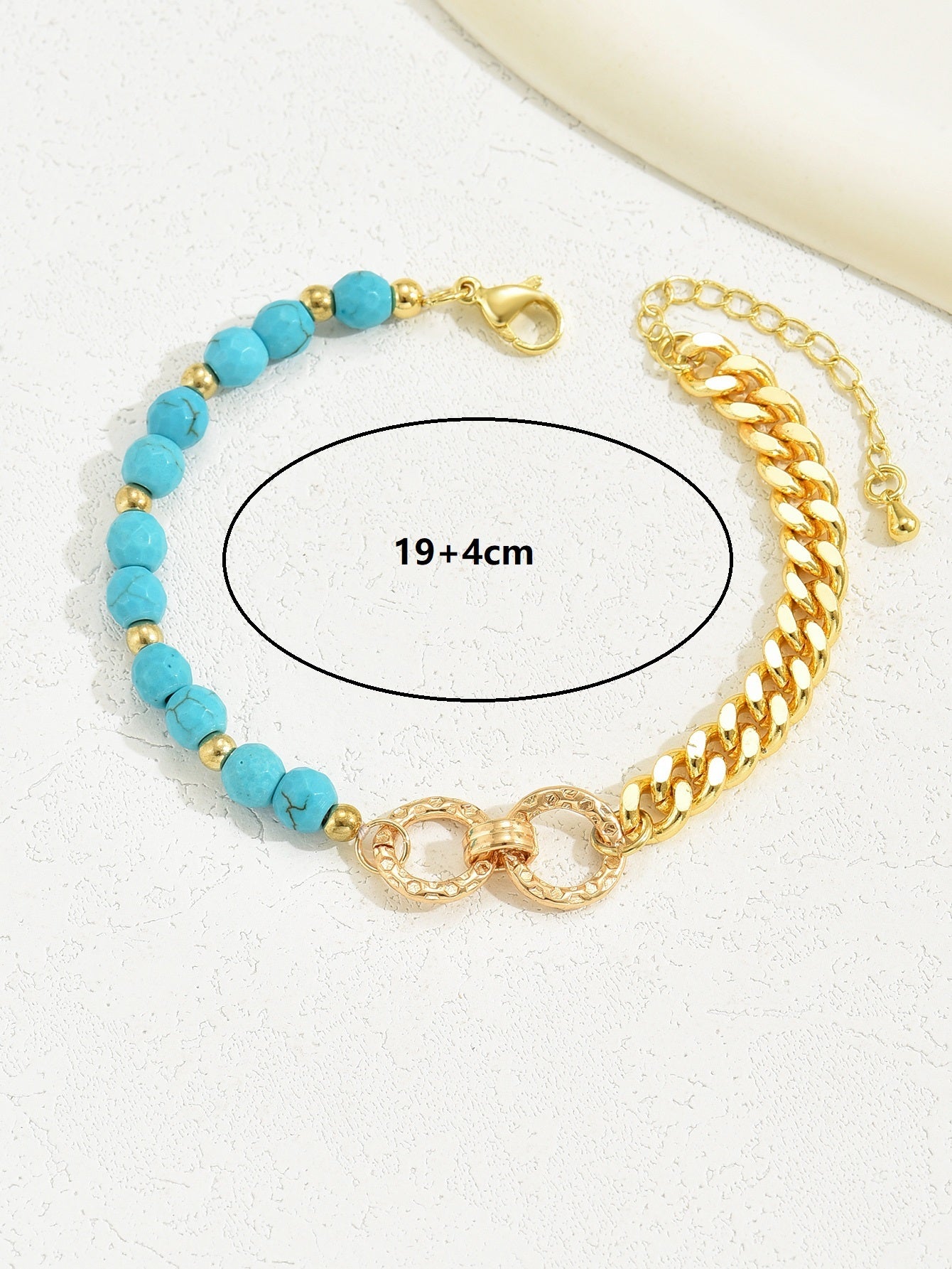 Turquoise Multi-Chain Mixed Bead Double Ring Bracelet