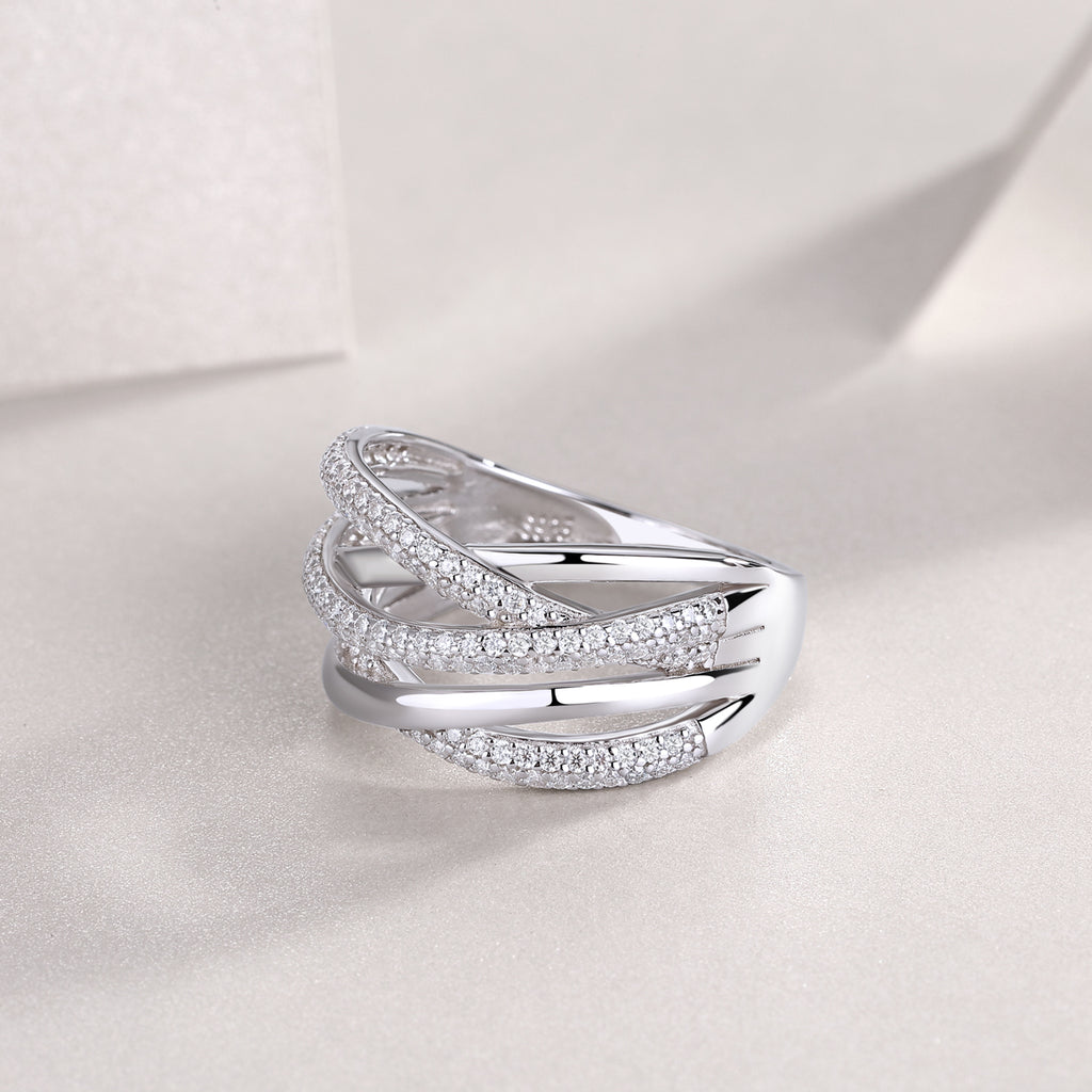 Brilliant Interweaving Moissanite Ring - S925 Sterling Silver Platinum Plated