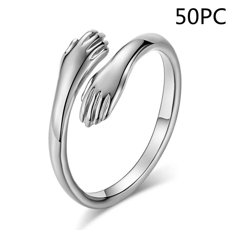Alloy Simple Hands Hug Adjustable Ring